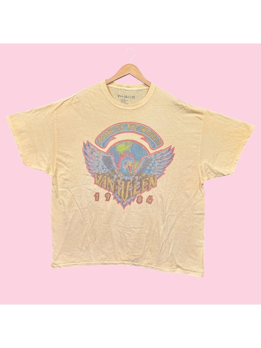 Van Halen Tour of The World 1984 Rock Band Oversized Tee L/XL